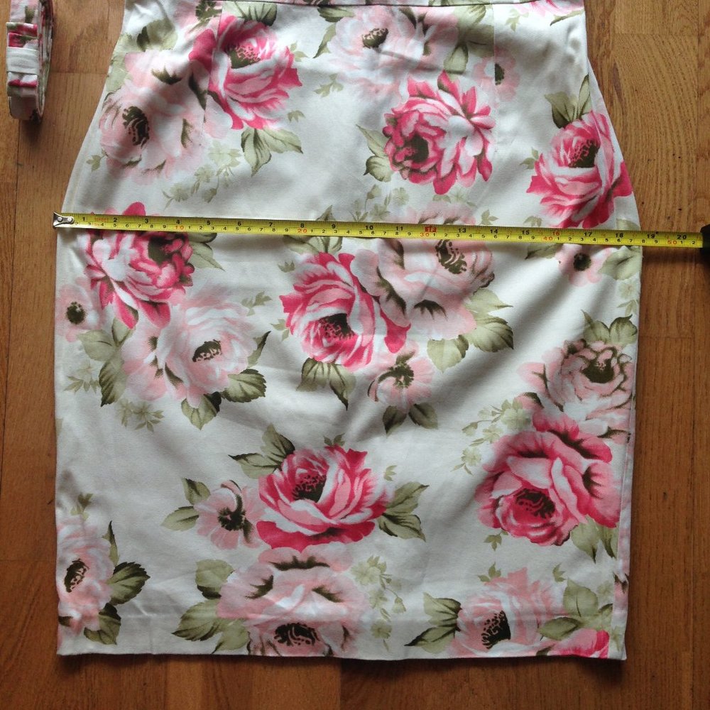 Floral Midi Cap-sleeve Belted Sheath Dress - Picture 11 of 12